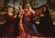 Palma Vecchio Madonna and Child with Commissioners oil on canvas